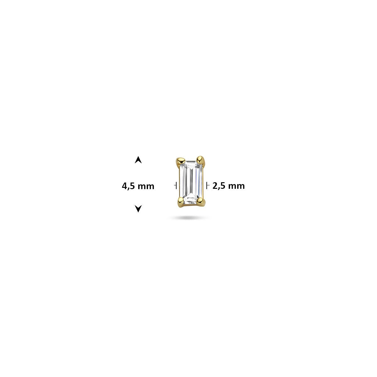 Piercing flat back in argento dorato con zirconia baguette – argento 925