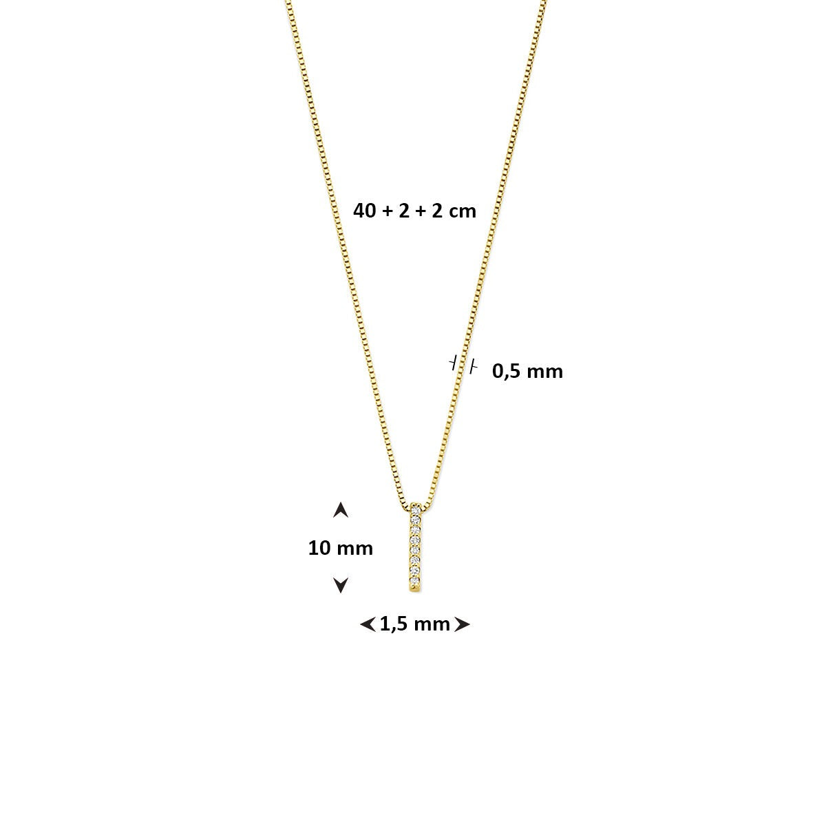 Collana in oro giallo 14k con diamante lab grown