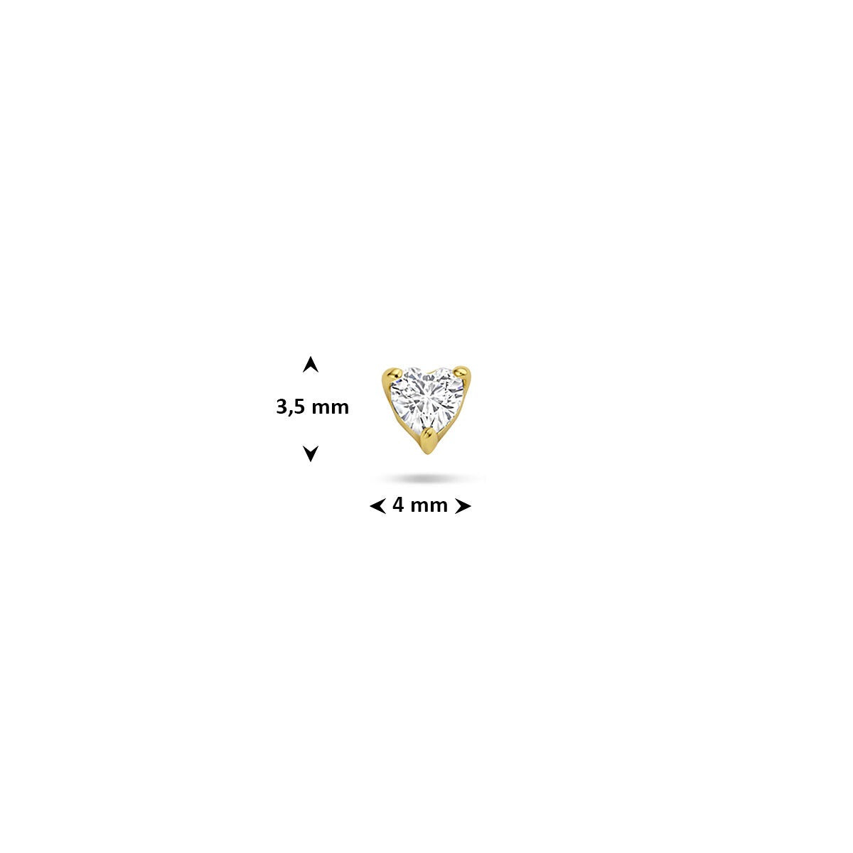 Piercing flat back in argento dorato a forma di cuore con zirconia – argento 925