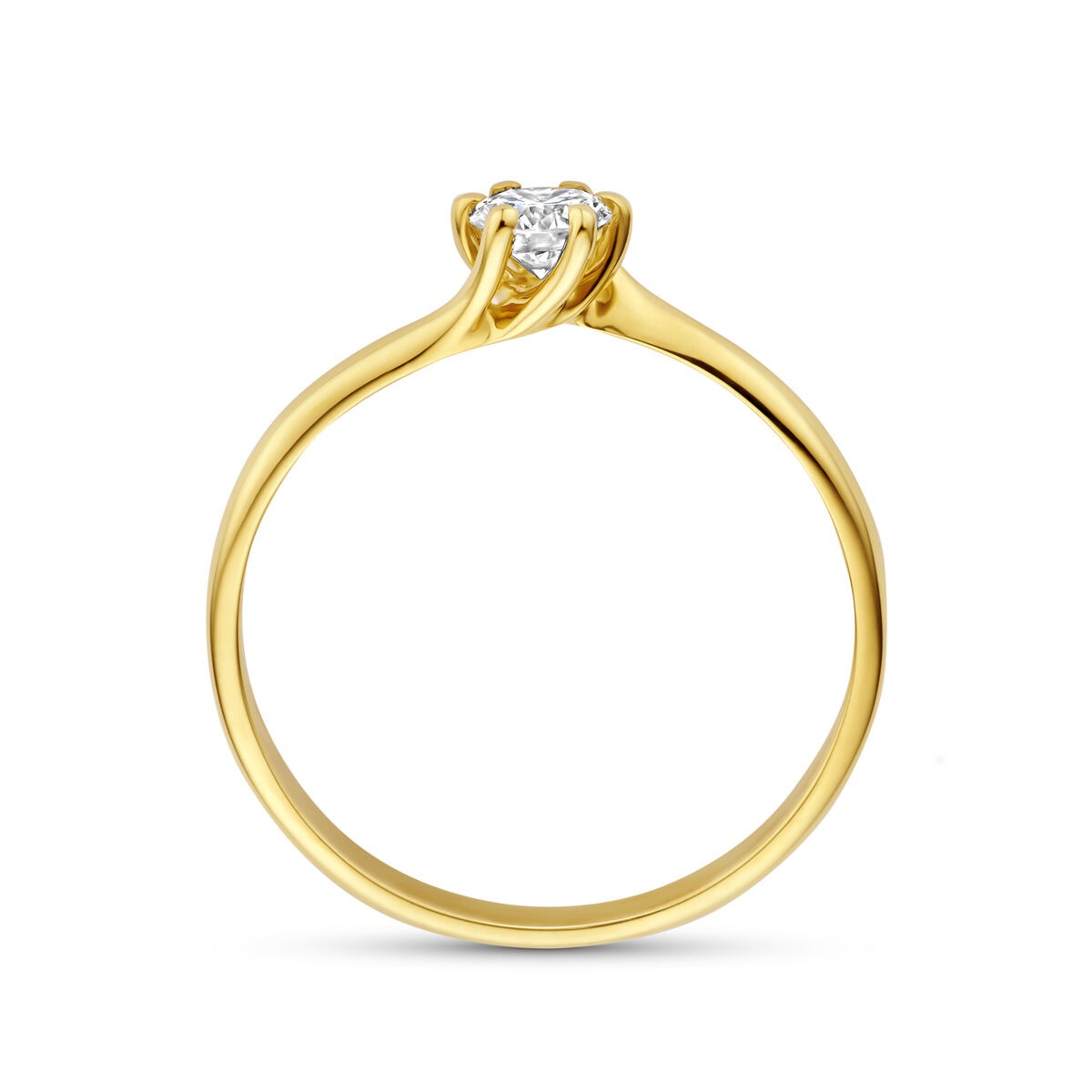Anello in oro giallo 14k con diamante lab grown