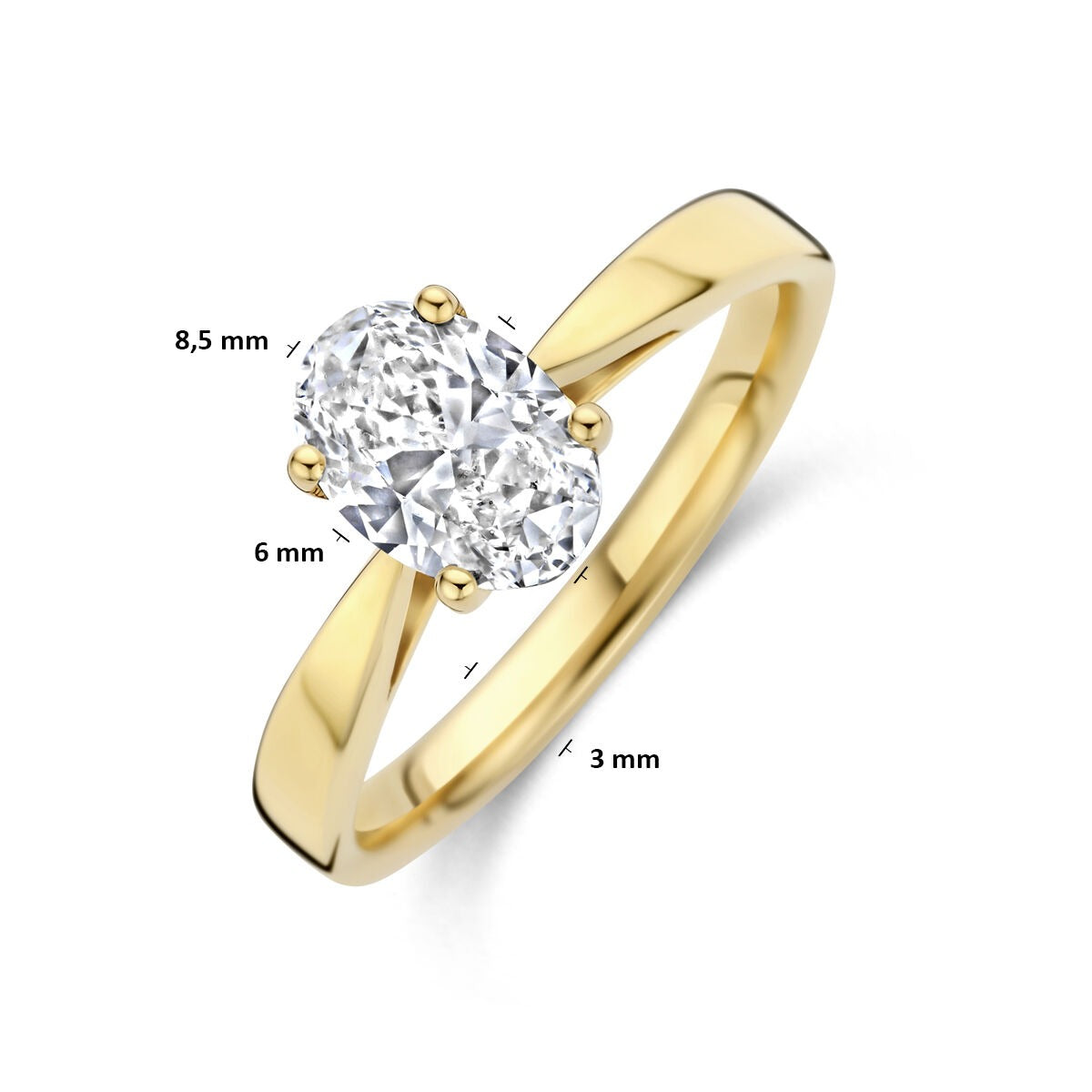 Anello da donna in oro giallo 14k con diamante lab grown