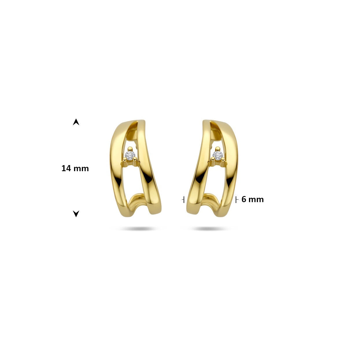 Orecchini a bottone in oro con diamante – oro giallo 14K