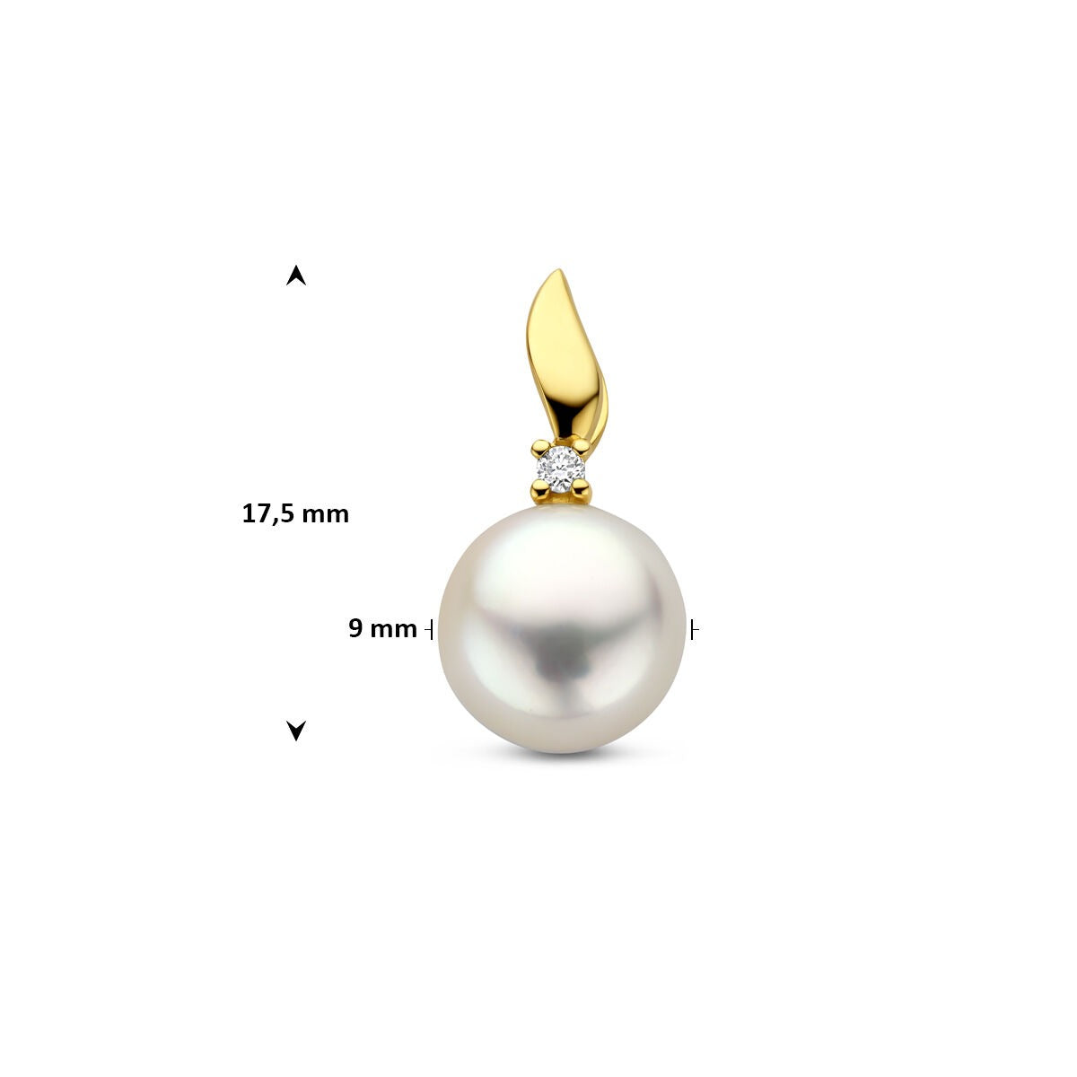 Ciondolo in oro con diamante e perla – oro giallo 14k