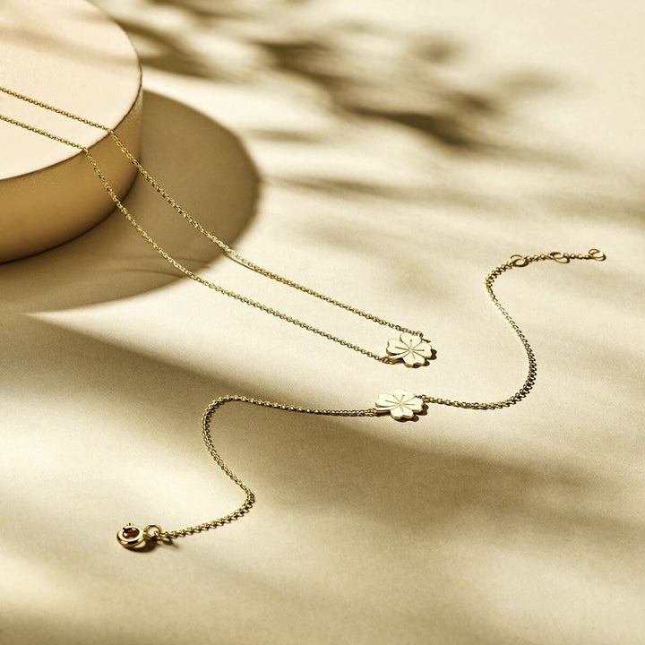9k Geelgouden klaver ketting