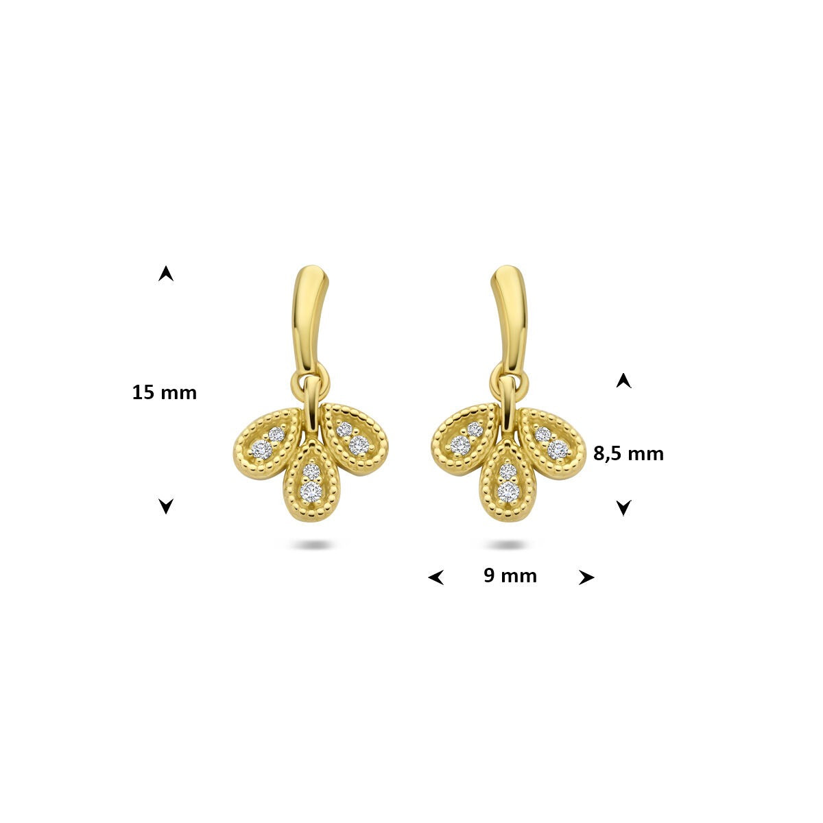 Orecchini pendenti in oro con diamante – oro giallo 14k