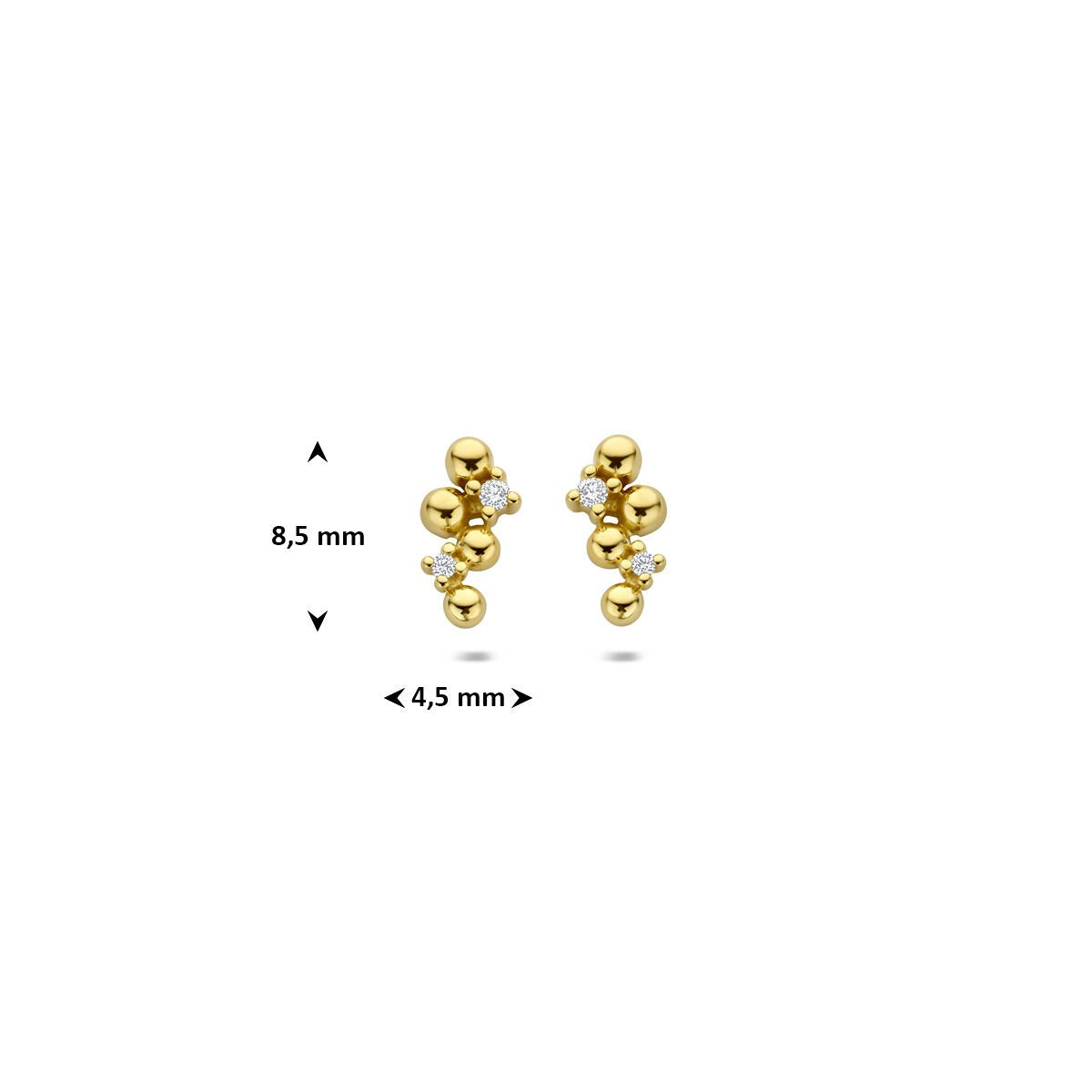 Orecchini a bottone in oro con diamante - oro giallo 14k
