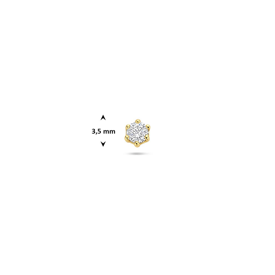 Verguld zilveren flat back piercing met zirkonia 3,5 mm