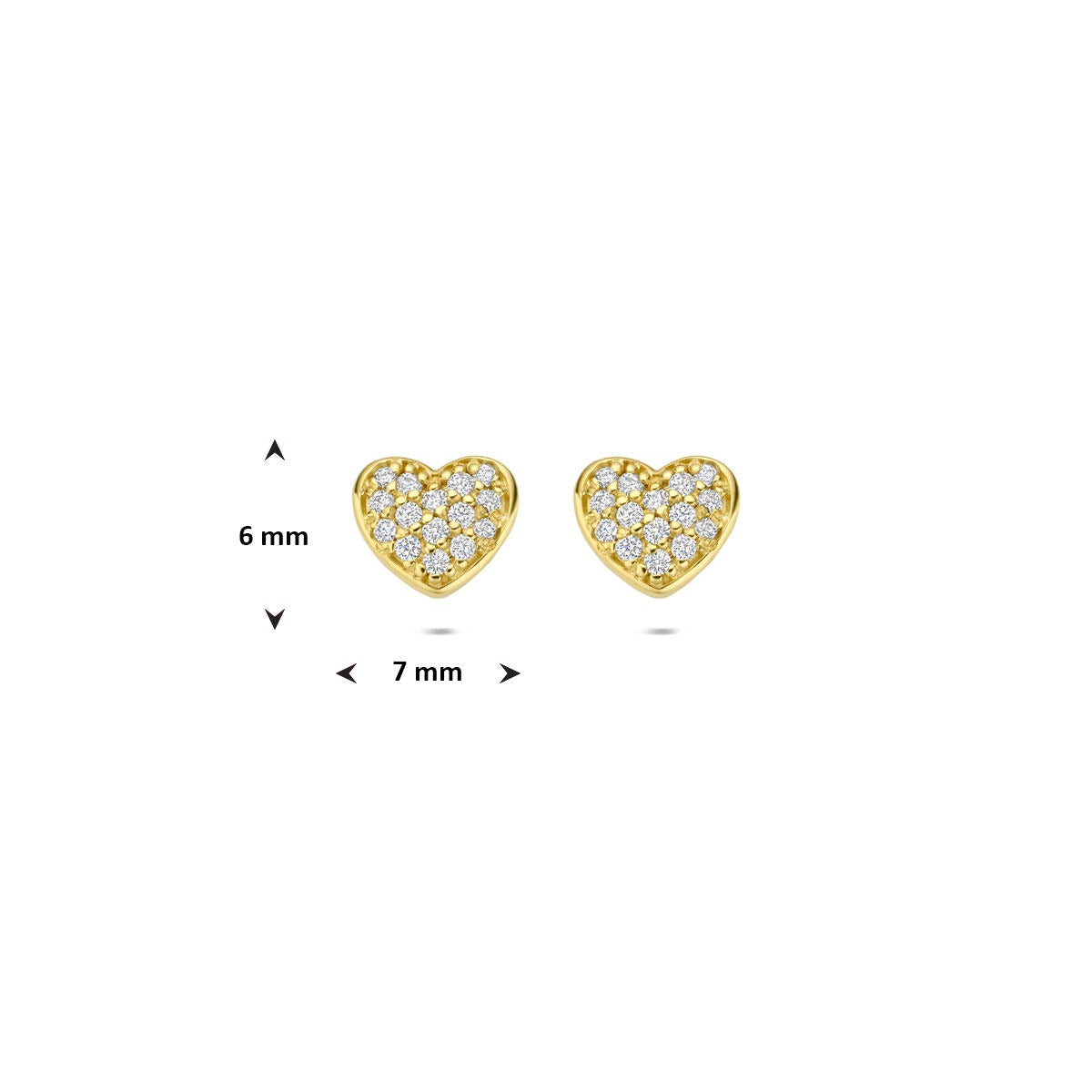 Orecchini a bottone in oro giallo 14k a forma di cuore con diamante