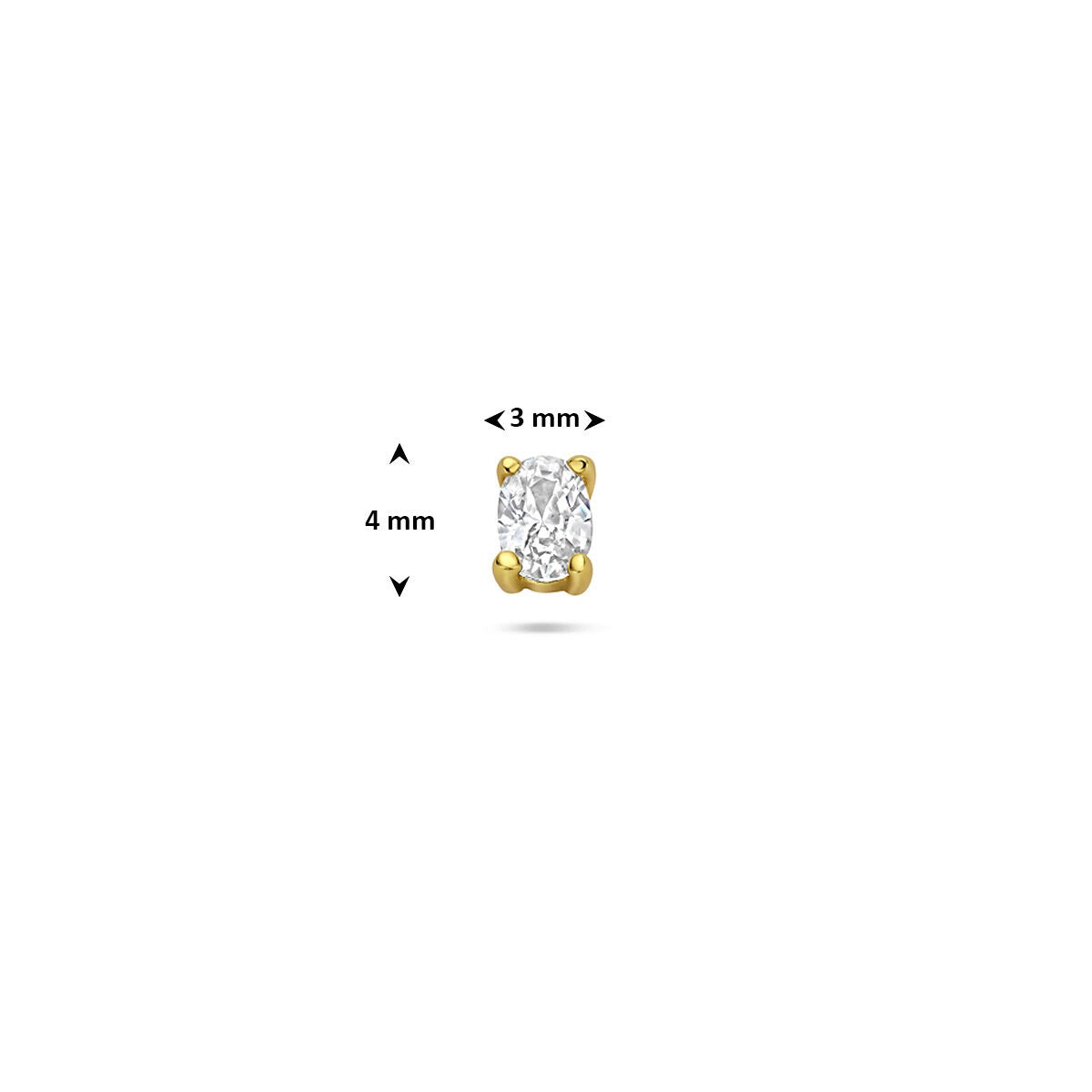 Piercing flat back in argento dorato con zircone ovale - argento 925