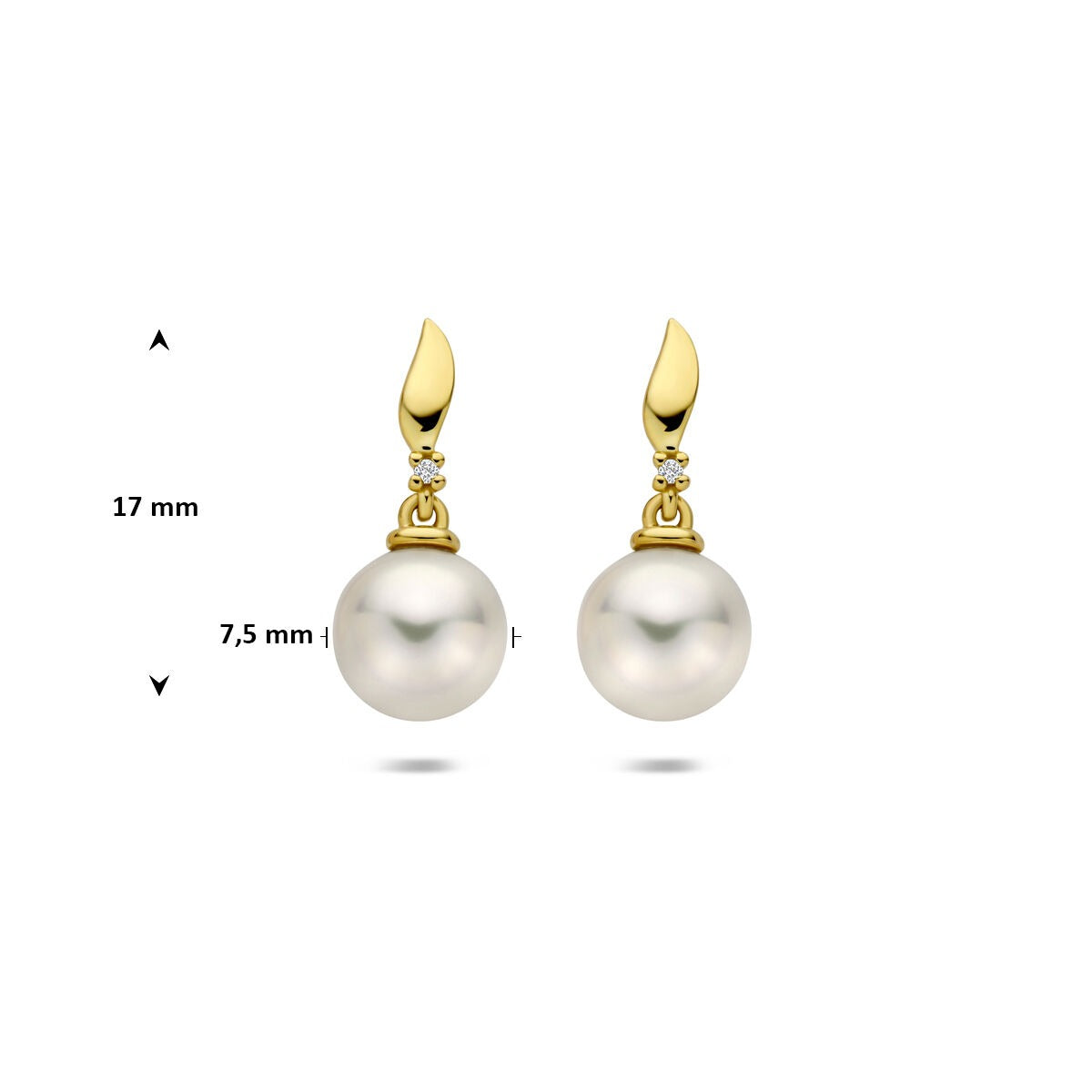 Orecchini pendenti in oro con diamante e perla – oro giallo 14k