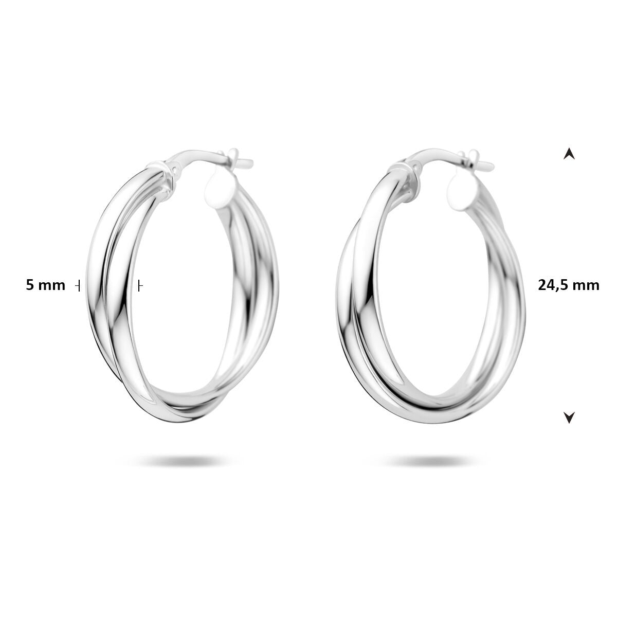 Orecchini a cerchio in argento rodiato 24,5 mm