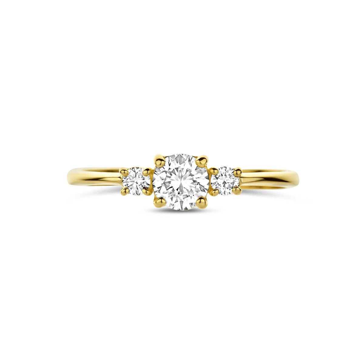 Anello in oro giallo 14k con diamante lab grown