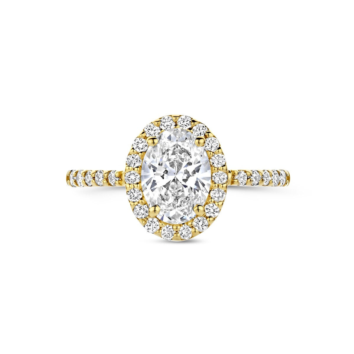Anello in oro giallo 14k con diamante lab grown ovale – certificato incluso