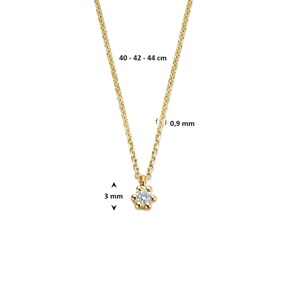 Collana in oro giallo 14k con diamante lab grown