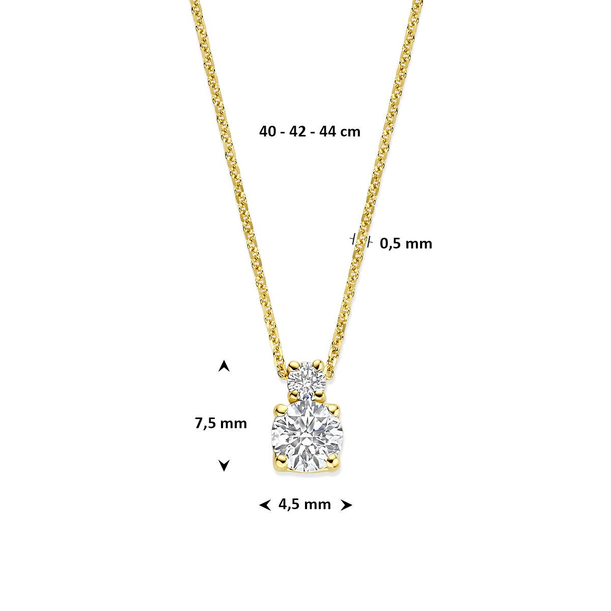 Collana in oro giallo 14k con diamante lab grown