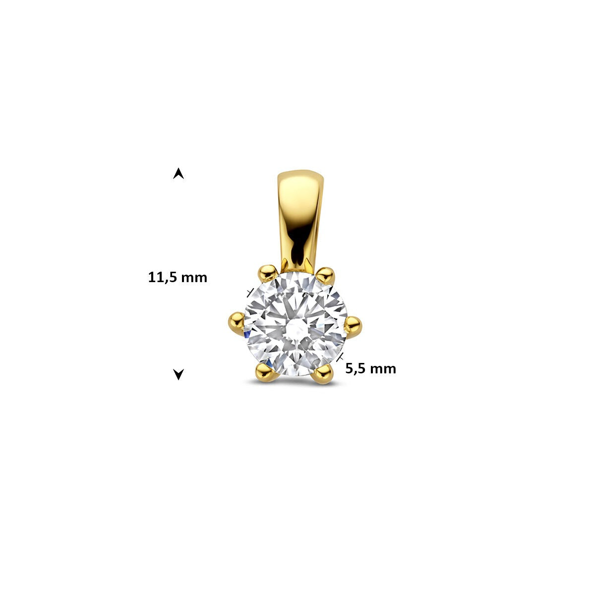 Ciondolo in oro giallo 14k con diamante lab grown