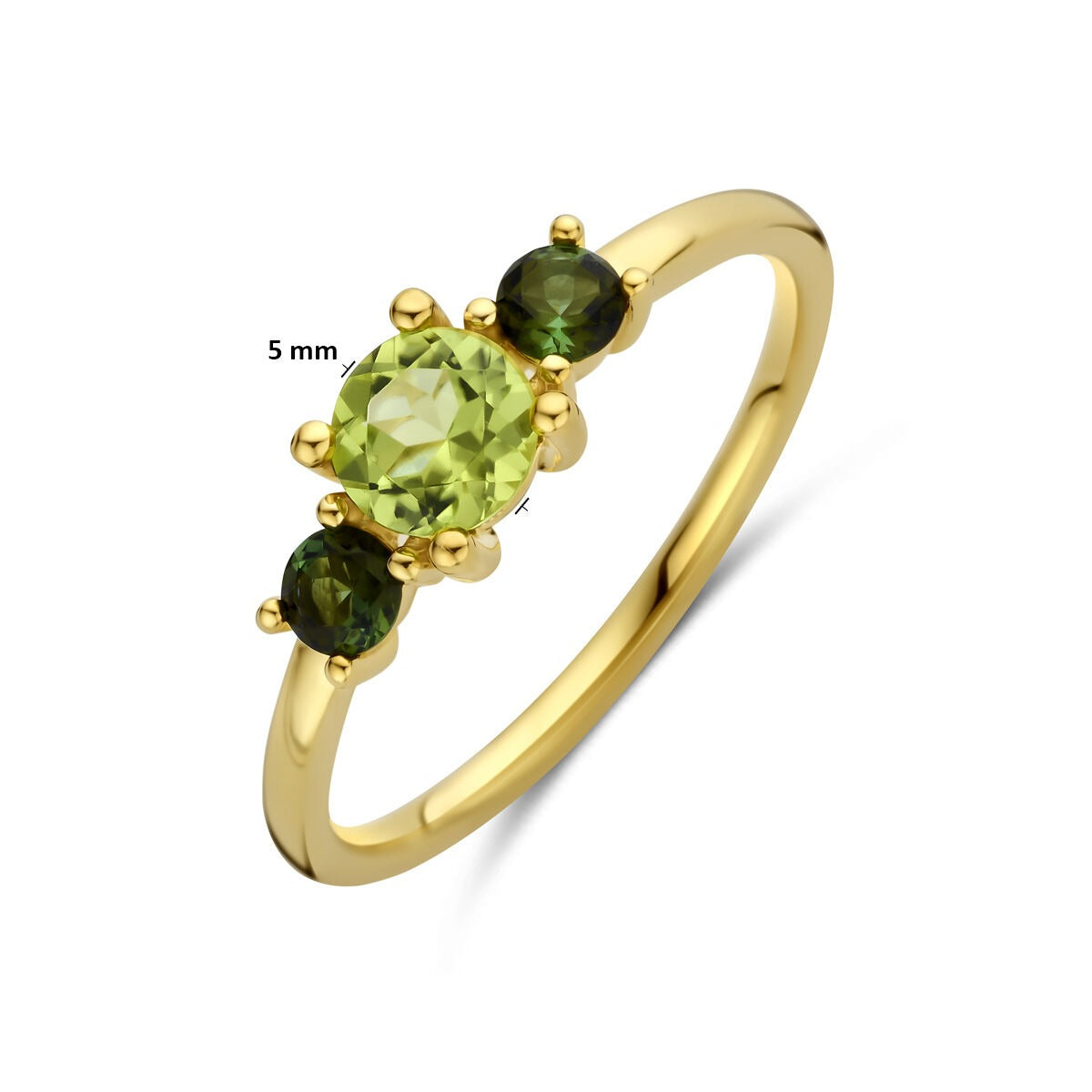 Anello da donna in oro con peridoto e tormalina – oro giallo 14k