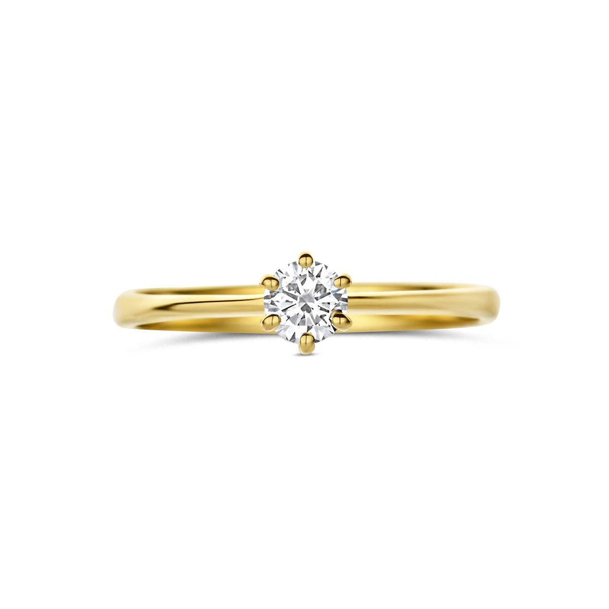 Anello in oro giallo 14k con diamante lab grown