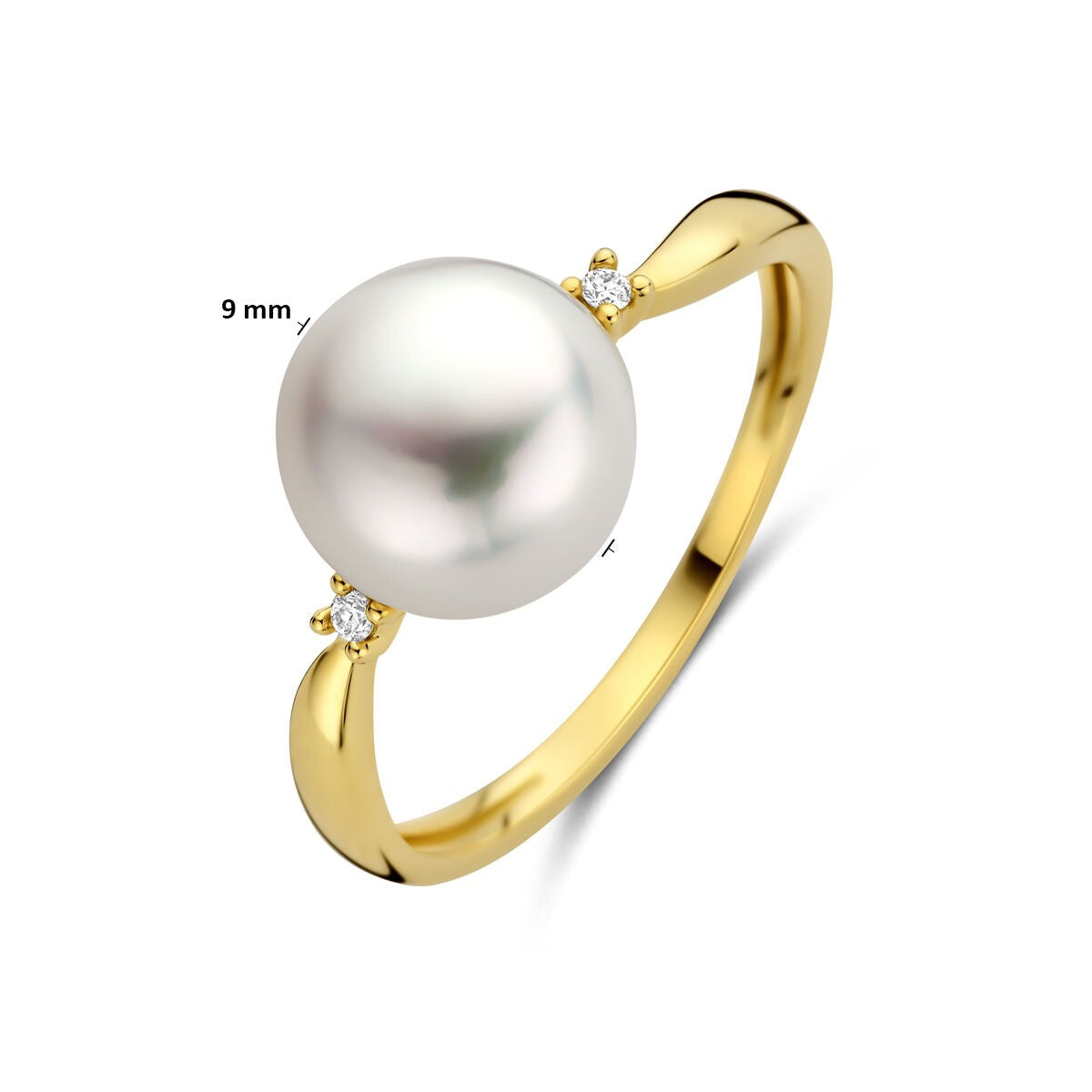 Anello da donna in oro con diamante e perla – oro giallo 14k