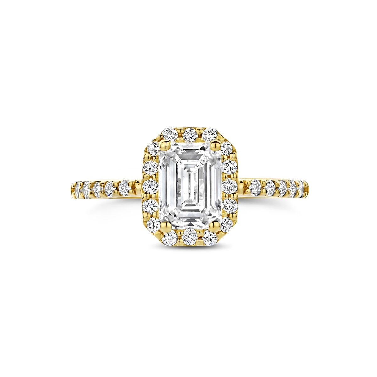 Anello in oro giallo 14k con diamante lab grown taglio smeraldo – certificato incluso