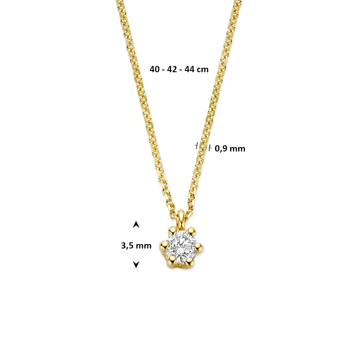 Collana in oro giallo 14k con diamante lab grown