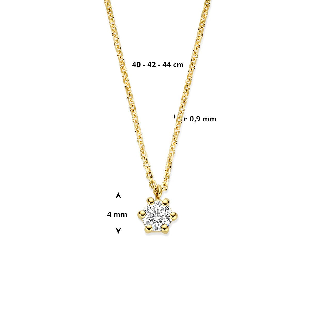 Collana in oro giallo 14k con diamante lab grown