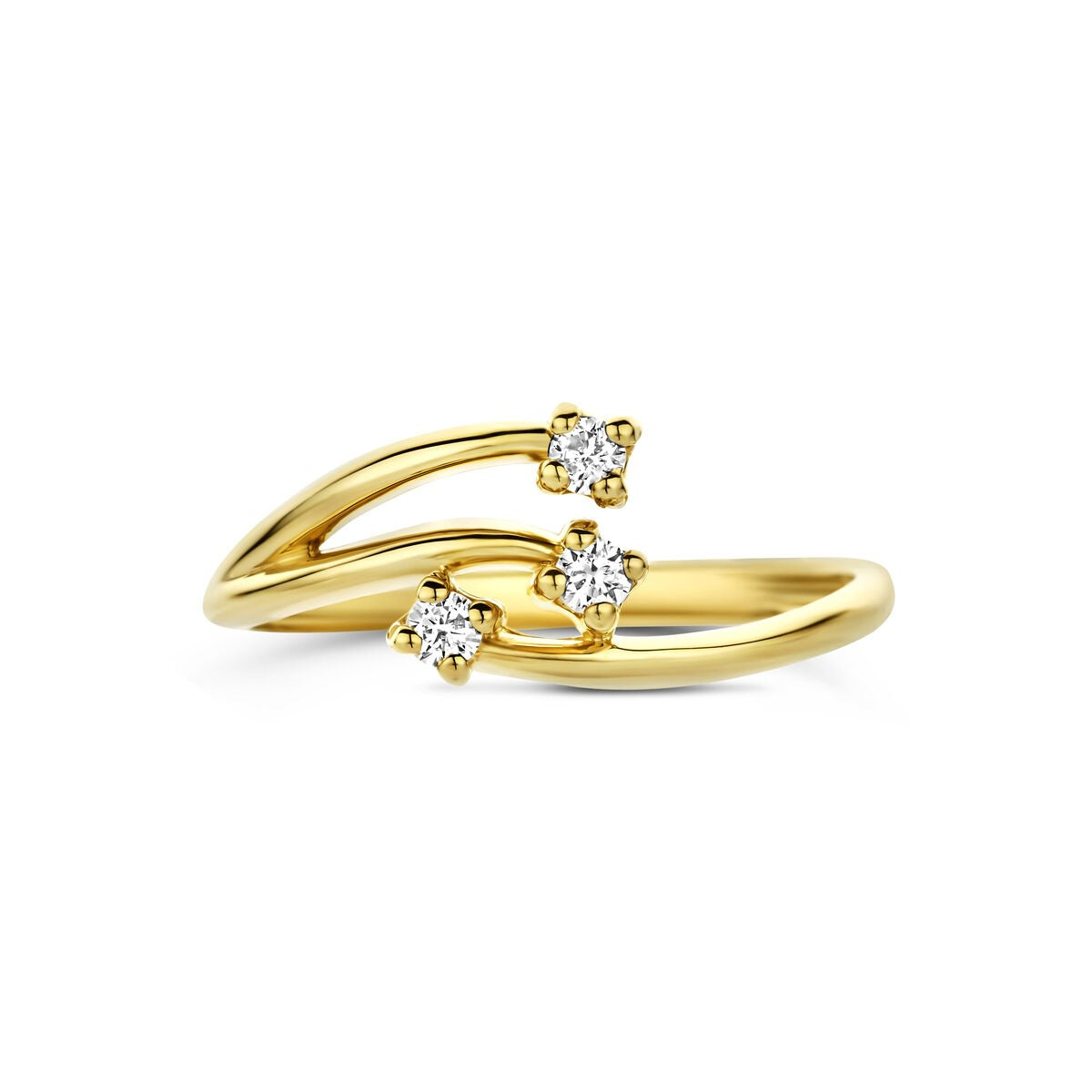Anello in Oro Giallo 14k con Diamante Coltivato in Laboratorio