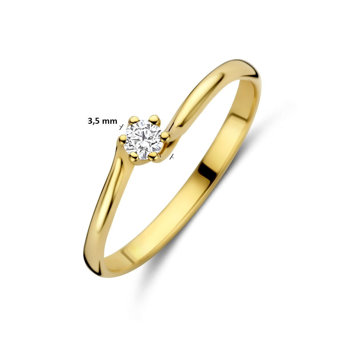 Anello in oro giallo 14K con diamante lab grown
