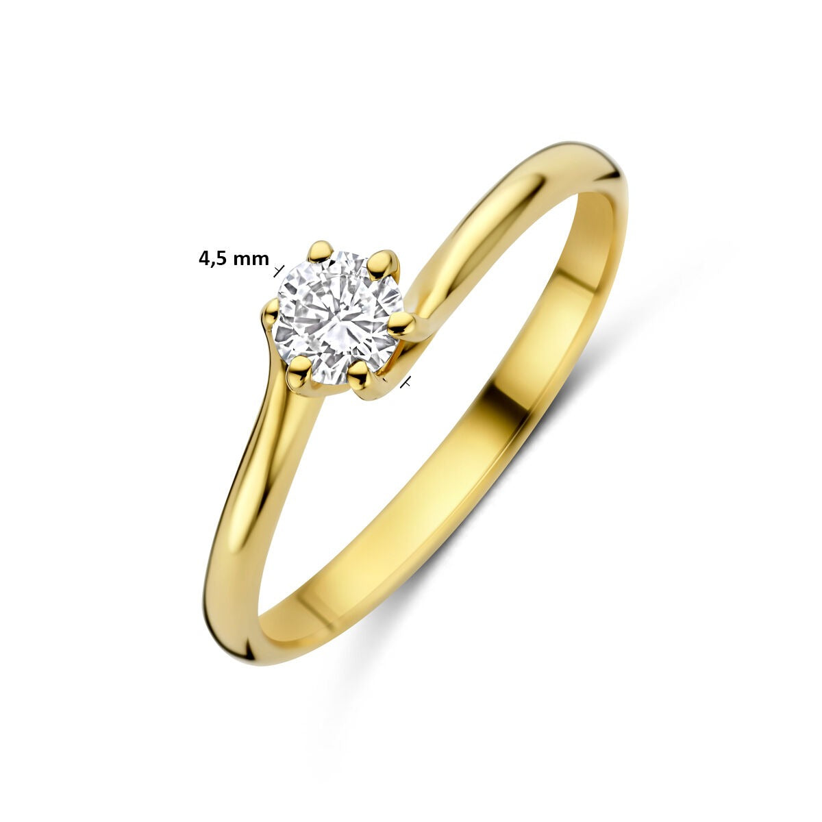 Anello in oro giallo 14k con diamante lab grown