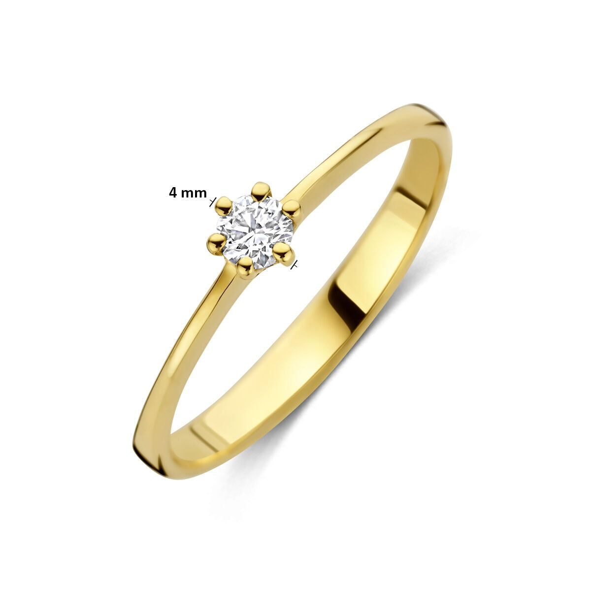 Anello in oro giallo 14k con diamante lab grown