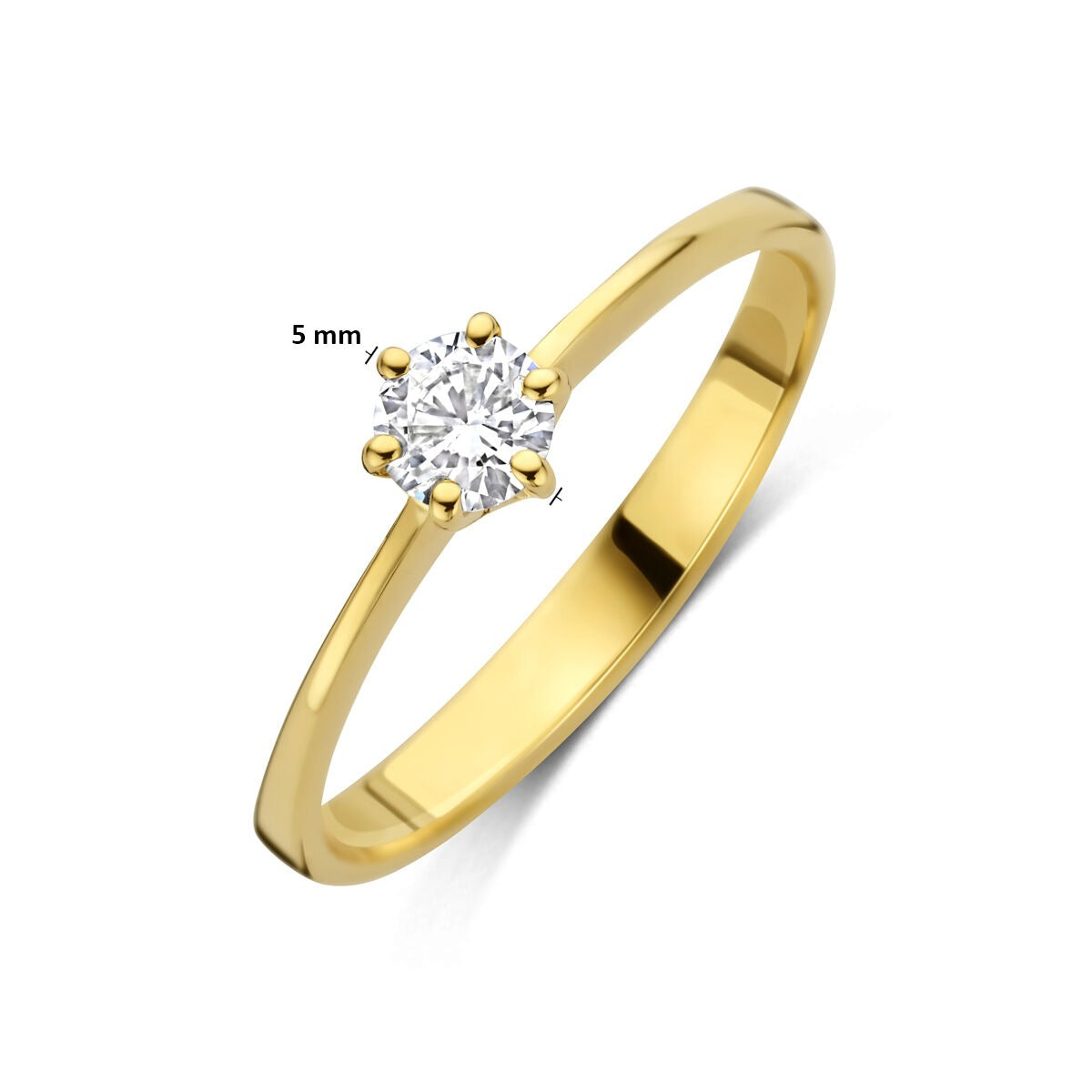 Anello in oro giallo 14k con diamante lab grown