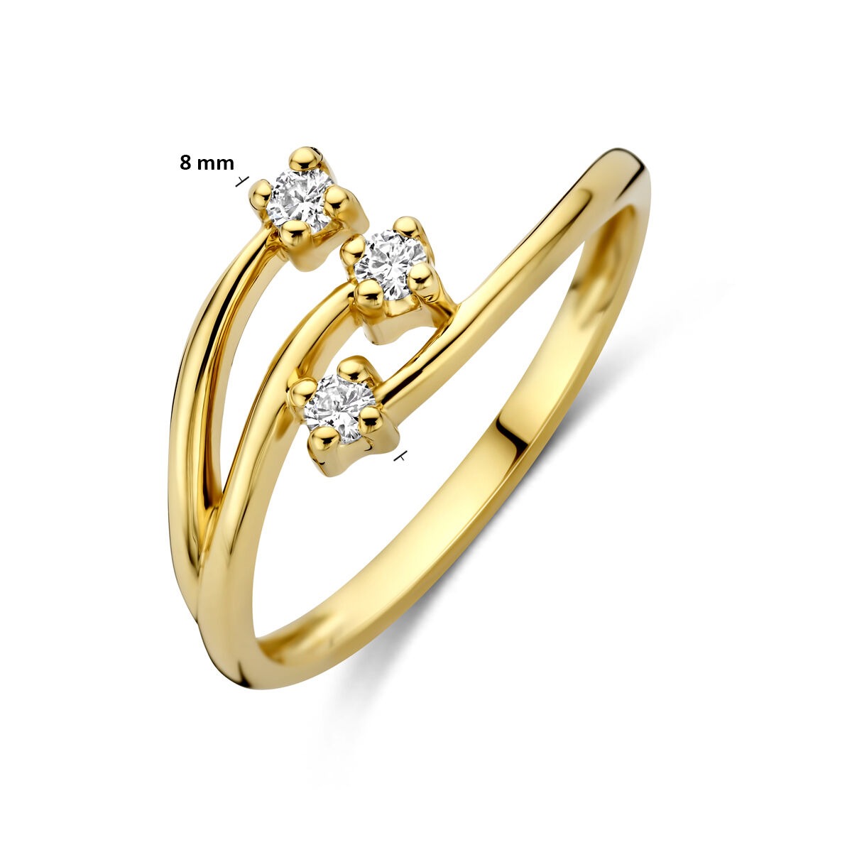 Anello in Oro Giallo 14k con Diamante Coltivato in Laboratorio
