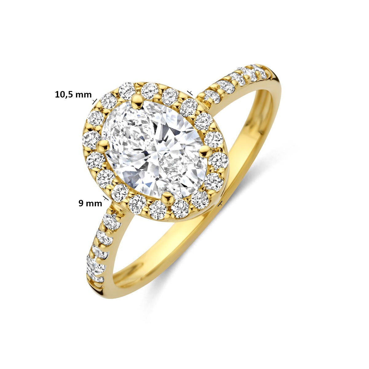 Anello in oro giallo 14k con diamante lab grown ovale – certificato incluso