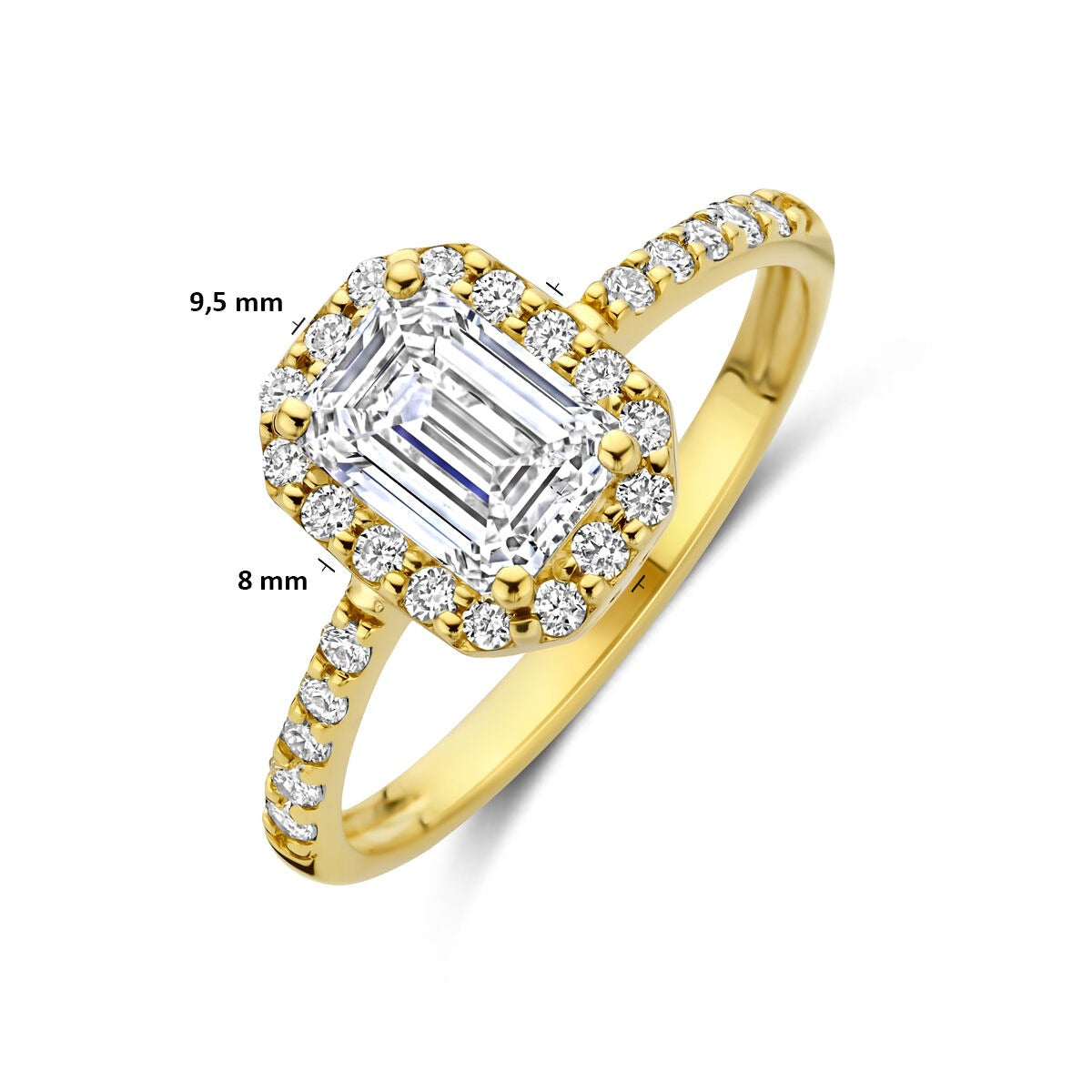Anello in oro giallo 14k con diamante lab grown taglio smeraldo – certificato incluso