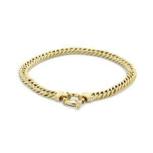 Bracciale da donna in oro 14k con maglia rolò di 5,8 mm e lunghezza di 17 cm.