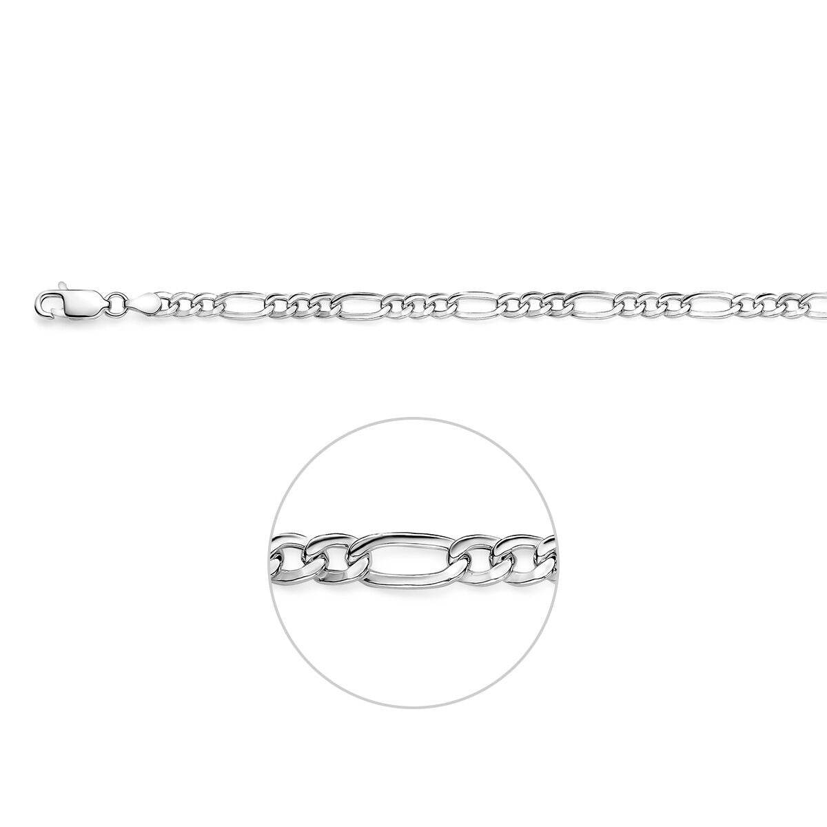 Zilveren Figaro ketting van 5,1 mm met een combinatie van ovale en ronde schakels.