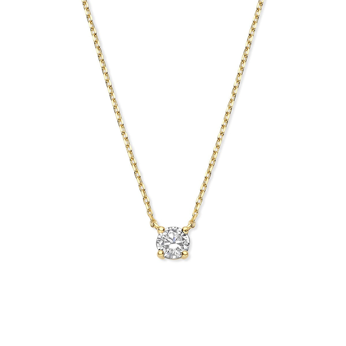 Collana in oro giallo 9K con zircone, lunghezza 40-42-44 cm.