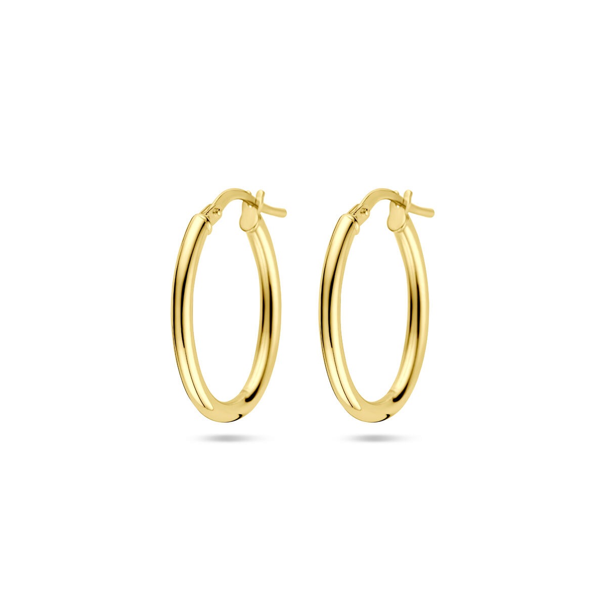 Orecchini alla creola in oro giallo 14k con nucleo in argento.