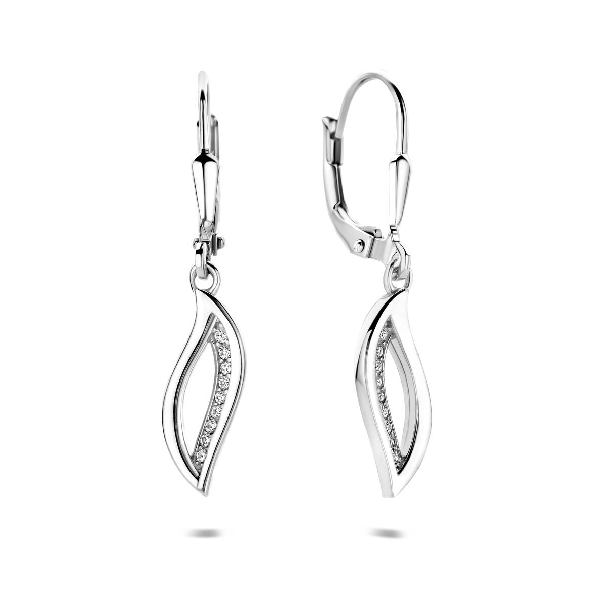 Gerhodineerd 925 zilveren oorhangers met zirkonia
