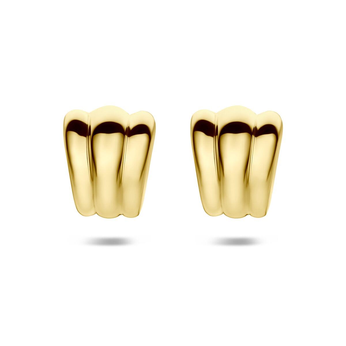 Orecchini in argento 925 placcato oro, forma ondulata, dimensioni 20,5 x 16,5 mm.