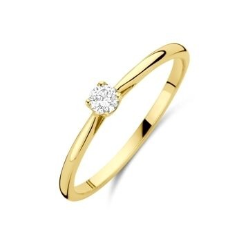 Anello da donna in oro giallo 14k con diamante lab-grown da 0,10 ct.