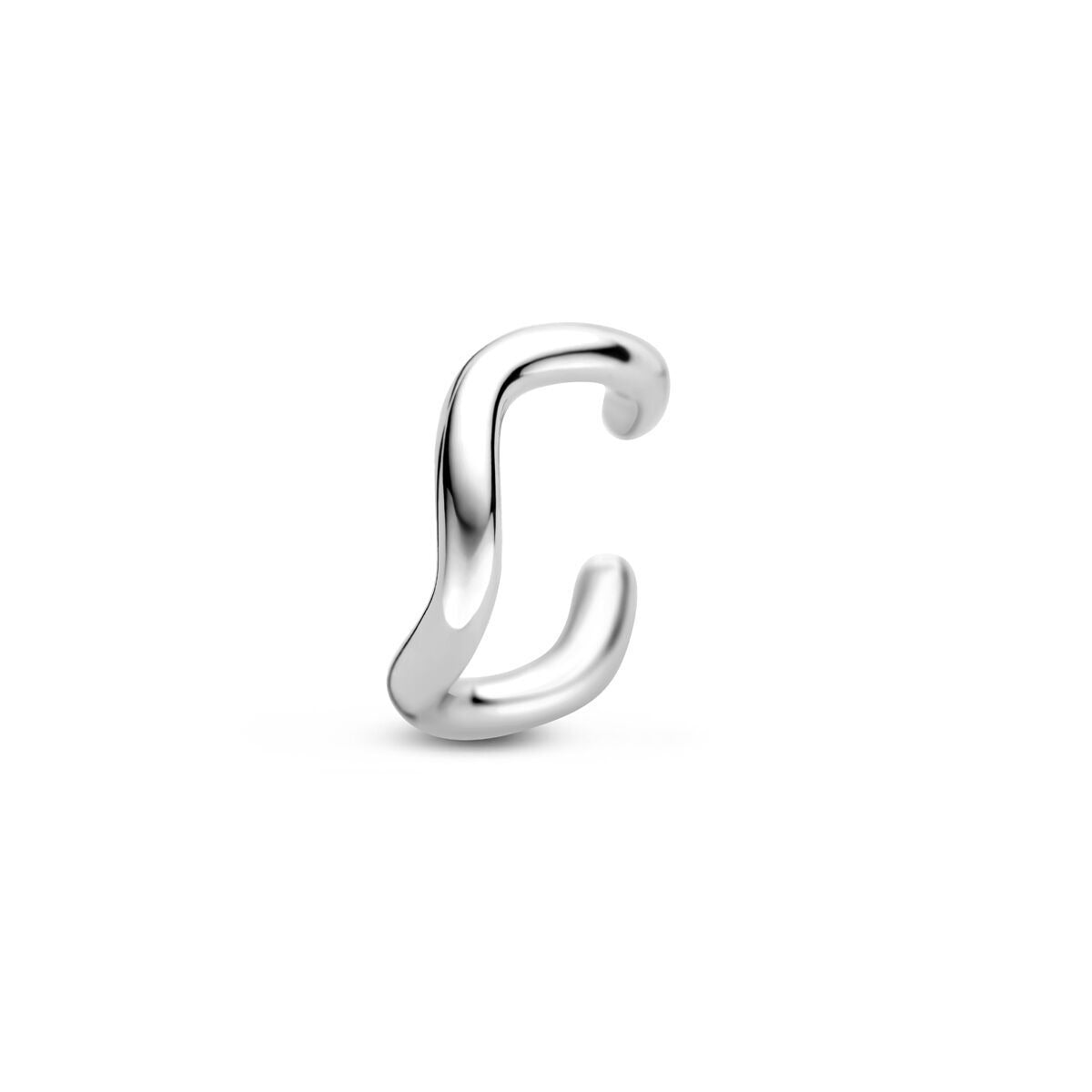 Ear cuff in argento rodiato 925, con design ondulato e lucido.