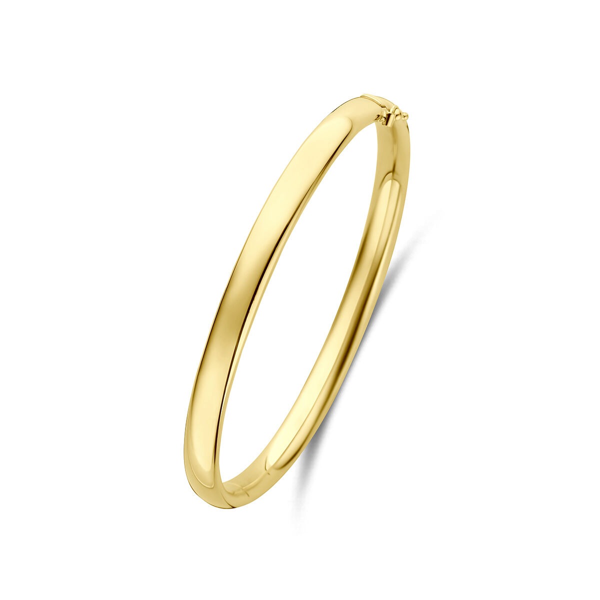 Bracciale in oro giallo 14k con finitura liscia e design semplice.