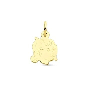Ciondolo in oro giallo 9k a forma di testa di bambino.