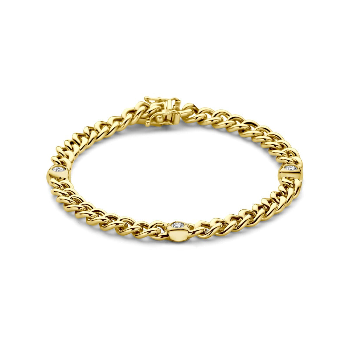 14k Geelgouden gourmet armband met diamant