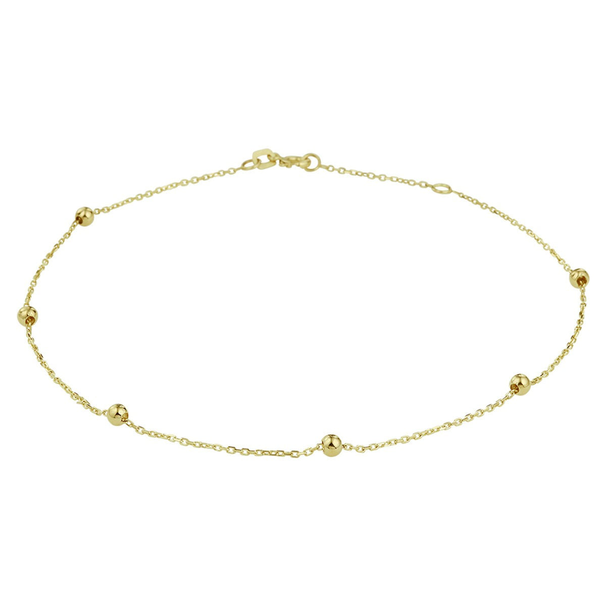 Bracciale da caviglia in oro giallo 9k con pallini.