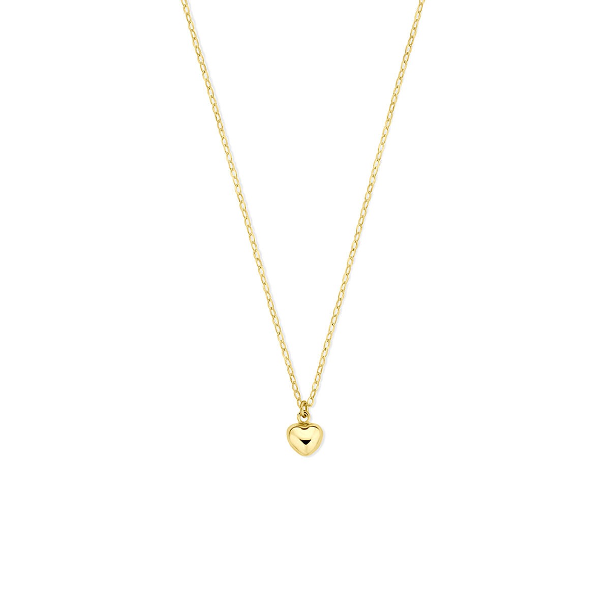 Collana in oro 14k con ciondolo a forma di cuore, lunghezza 40-42 cm.