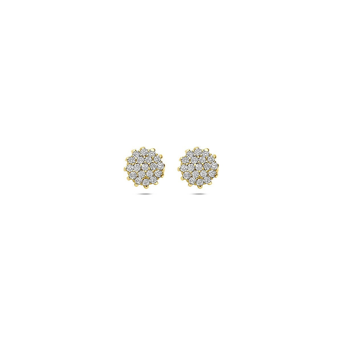 Orecchini in oro giallo 14k con diamanti lab-grown a forma di fiore.