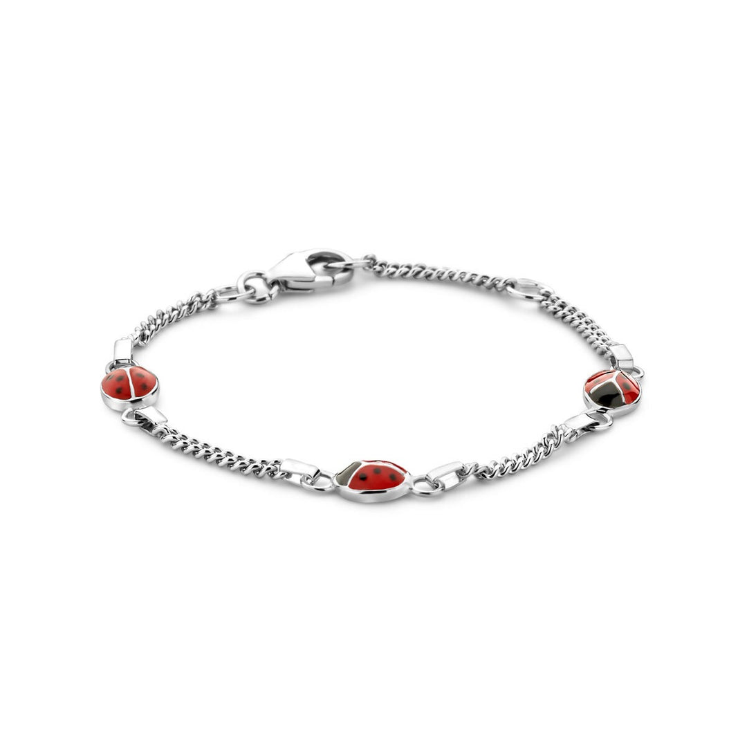 Zilveren baby armband met lieveheersbeestjes – gerhodineerd en met emaille