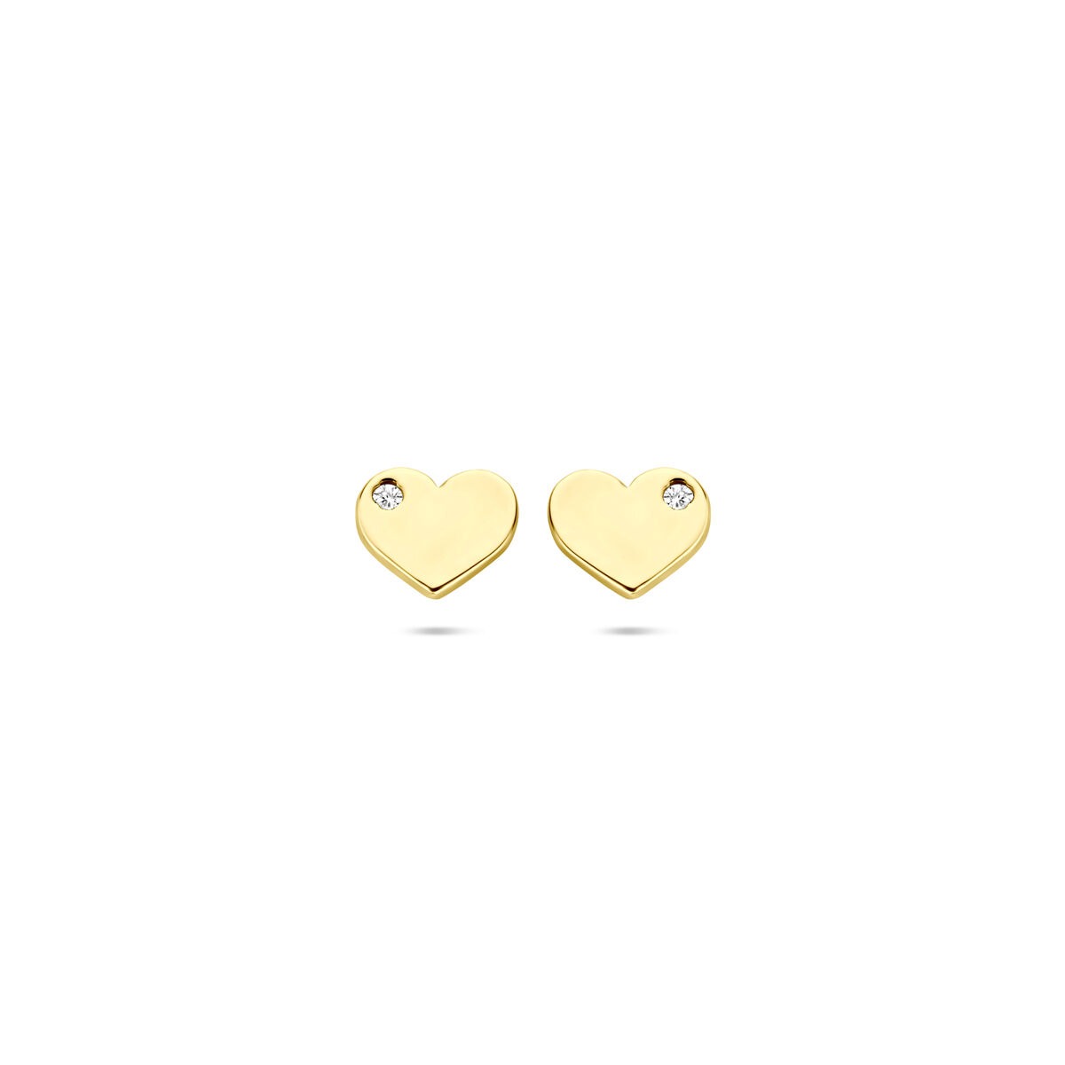Orecchini a lobo in oro giallo 14k a cuore con zirconia – 5 x 6 mm